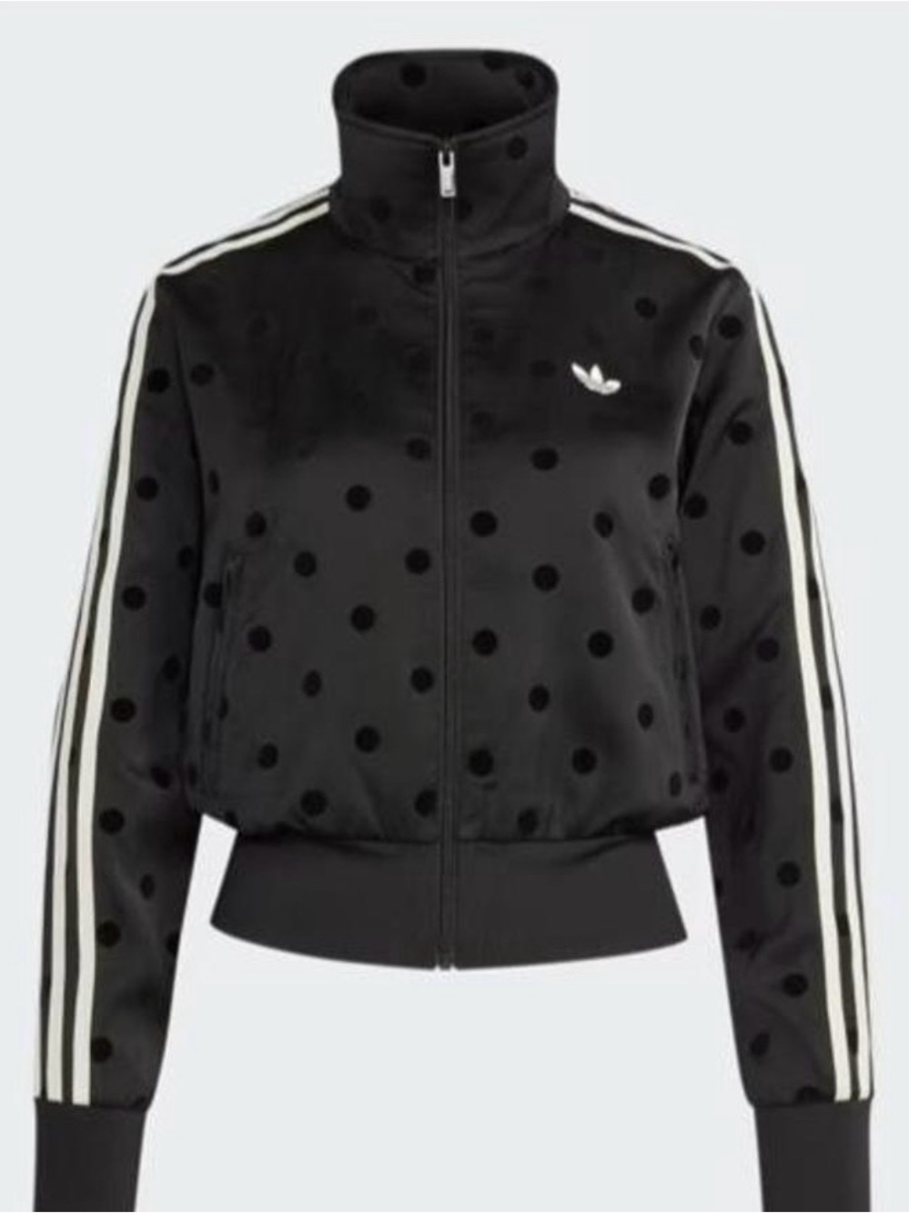 Adidas SET: Black Polka Dot Satin Jacket & Matching Pant - M